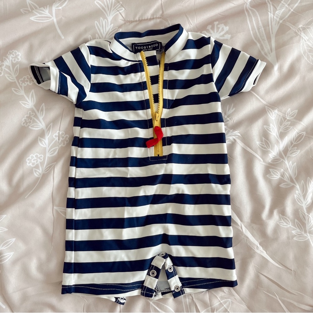Toobydoo Navy and White Striped baby swimwear